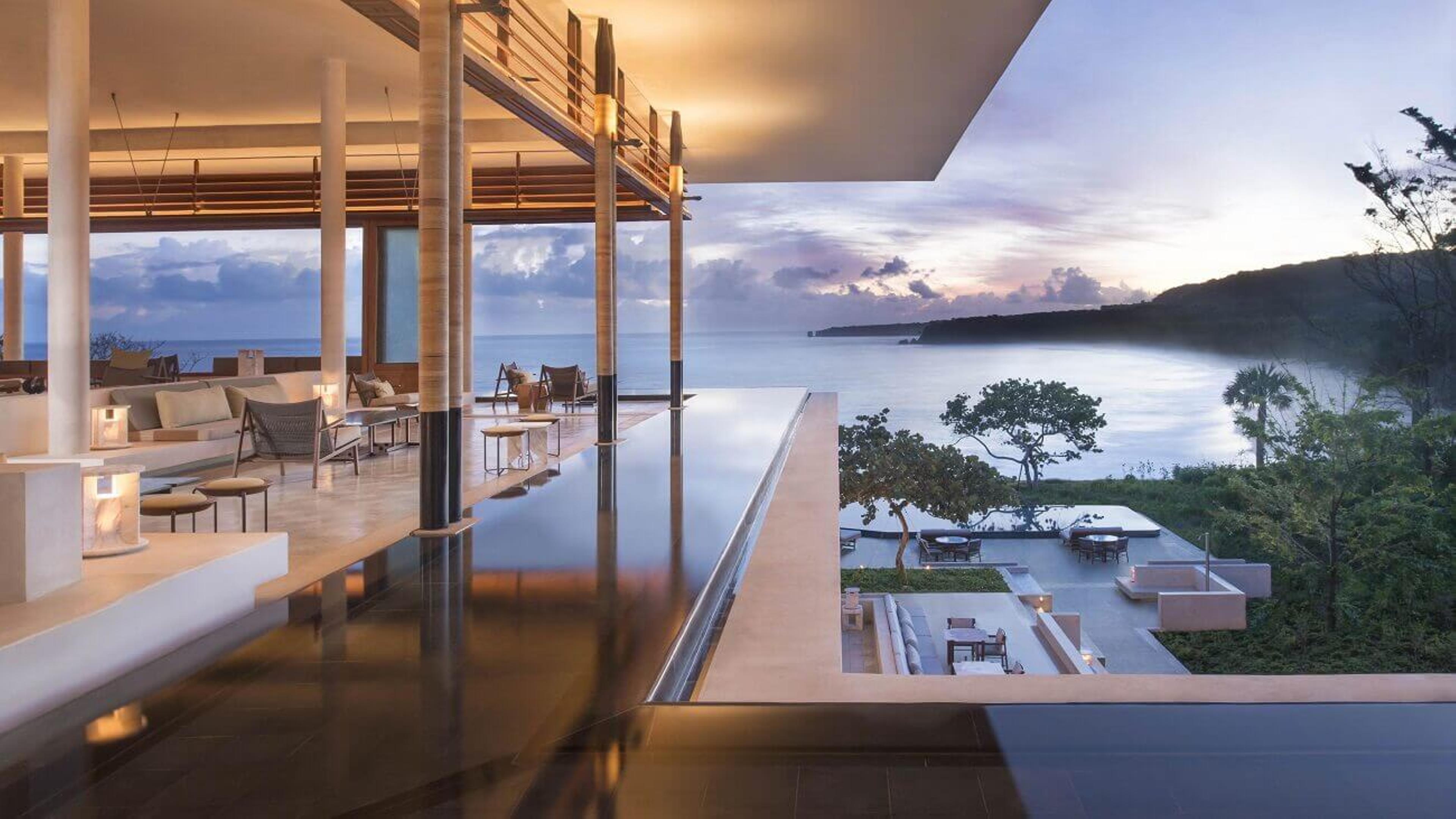 View from Amanera Resort in Dominican Republic overlooking Caribbean sea in the morning