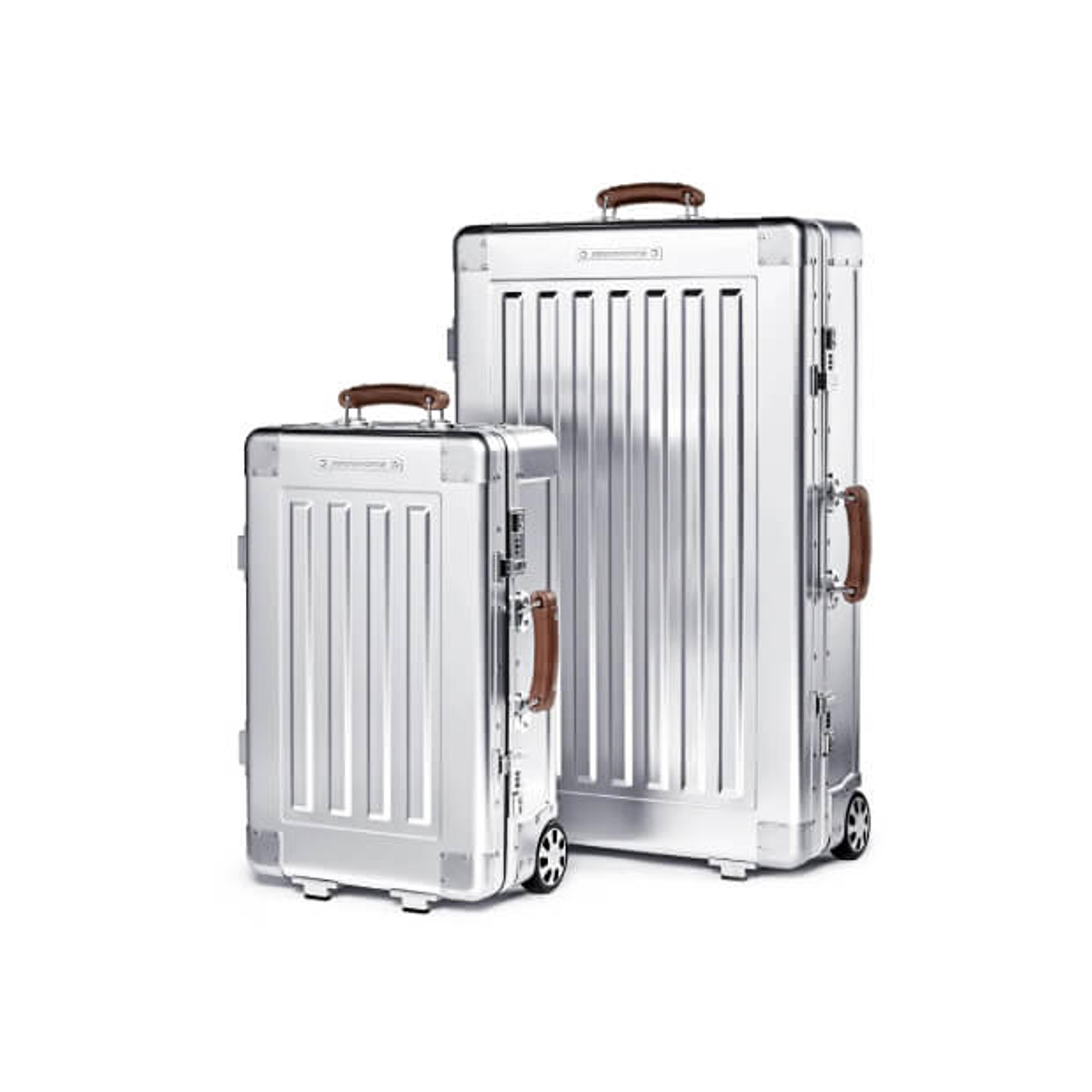 Sterling Pacific travel cases in aluminum on white background